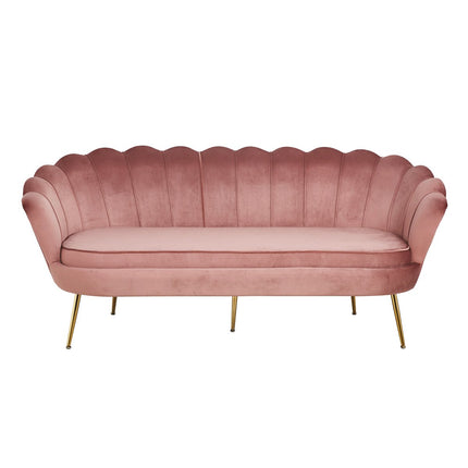 Shell sofa 3 seater in pink velvet