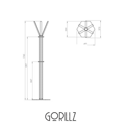 Gorillz Molto - Industrial - Standing Coat Rack - 14 Coat Hooks - Blue - Metal Copy