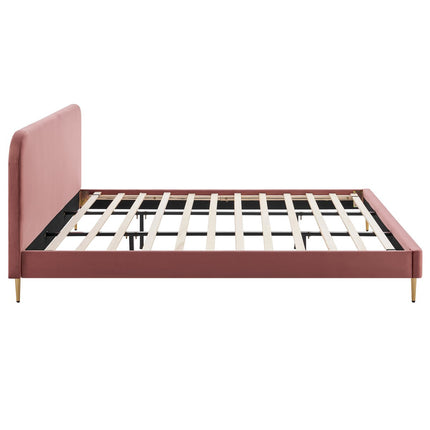 Gestoffeerd bed met roze fluwelen hoes 180x200 cm