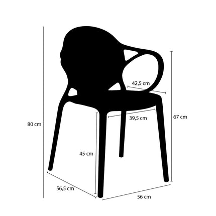 Nebraska Garden chair - L56 x W56.5 x H80 cm - Polypropylene - Black