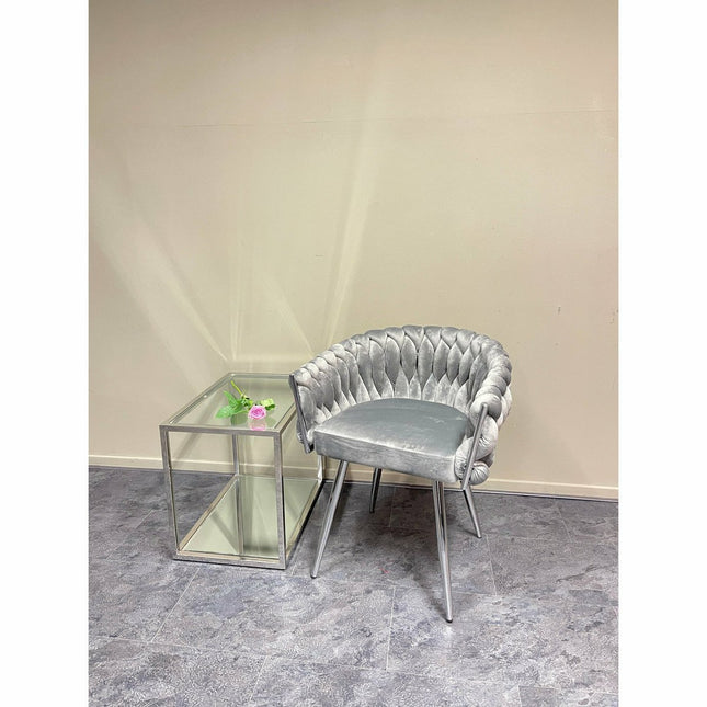 Eva Chair Velvet Gray Chrome Frame