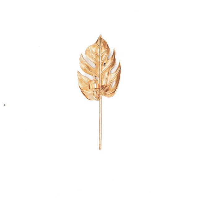 Housevitamin Monstera Leaf Candlestick - Gold - 23x8x47cm