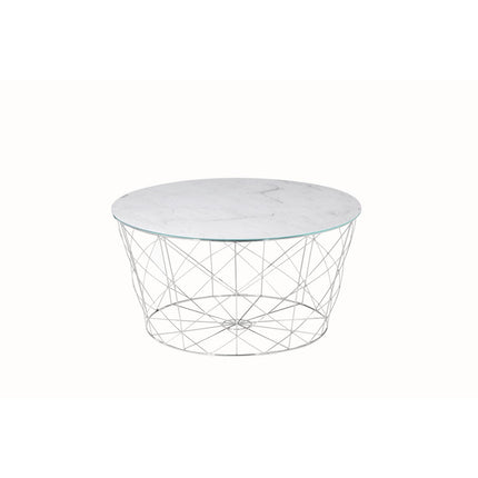 Coffee table with metal basket Ø 80 cm