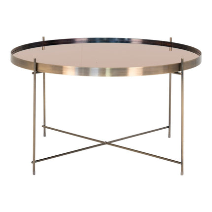 Venezia Coffee Table - Coffee table in brass-colored steel with glass ø70xh40cm