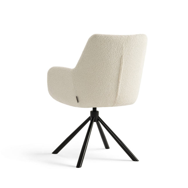 Swivel dining room chair Olivia with armrest Creme Boucle