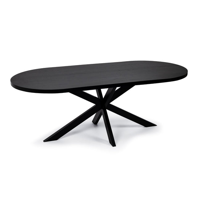 Stalux Flat oval dining table 'Noud' 180 x 100, color black / black oak