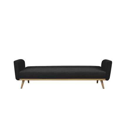 Sofa bed in textured fabric, black
