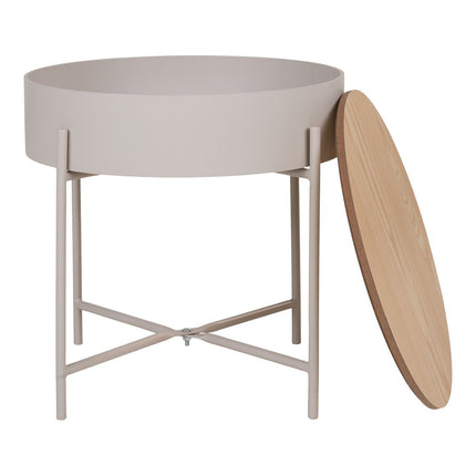 Sisco Side Table - Bijzettafel in beige-lichtgrijs gepoedercoat staal, Ø40x40 cm