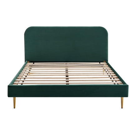 Upholstered bed with velvet cover green 140x200 cm