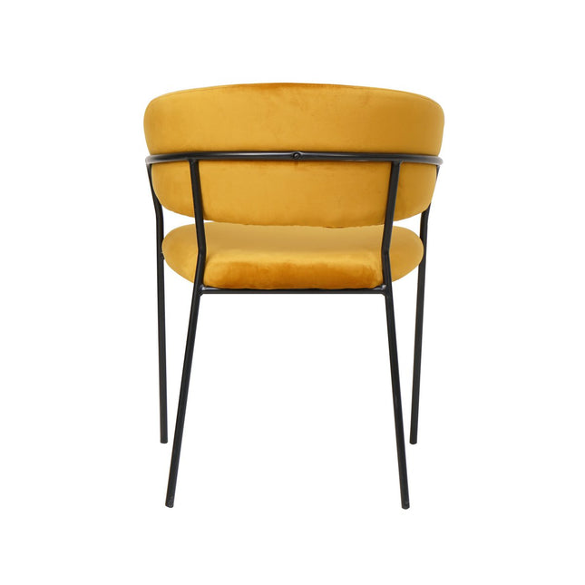 Yellow velvet chair with padded backrest