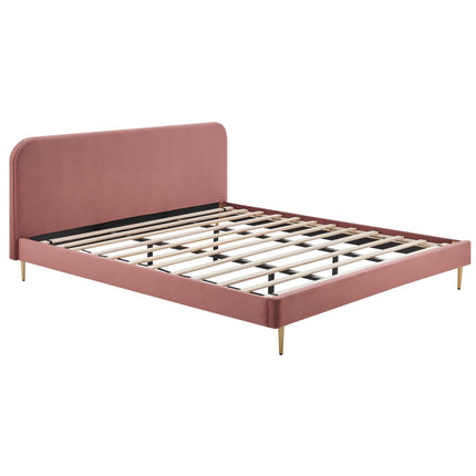 Upholstered bed with pink velvet cover 180x200 cm