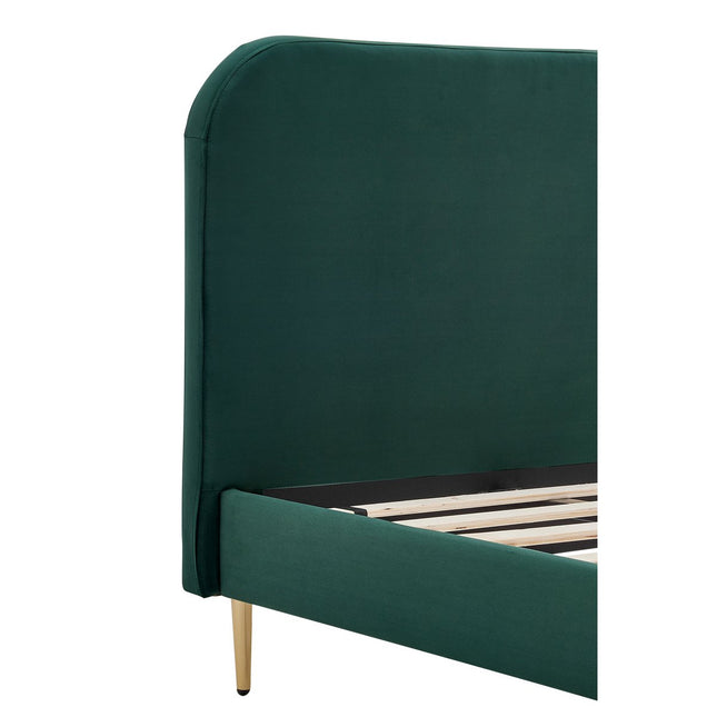 Upholstered bed with velvet cover green 90x200 cm