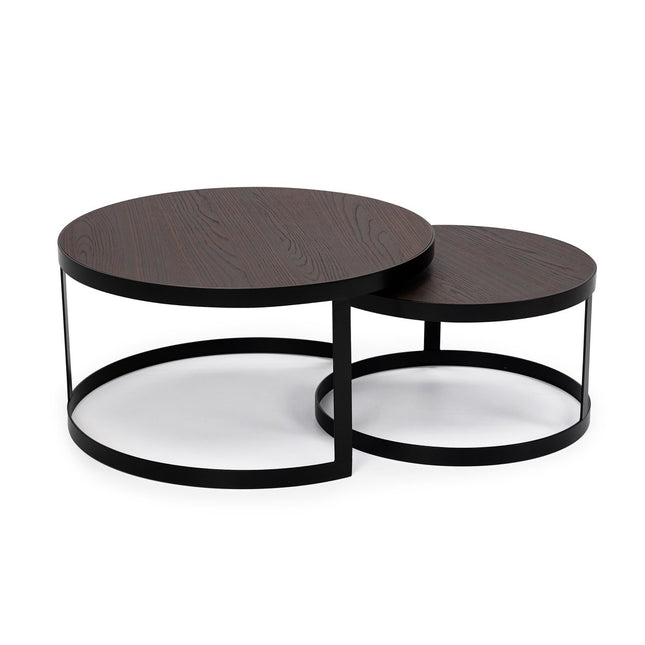 Stalux Coffee table set 'Saar' around 80 and 60cm, color black / brown wood