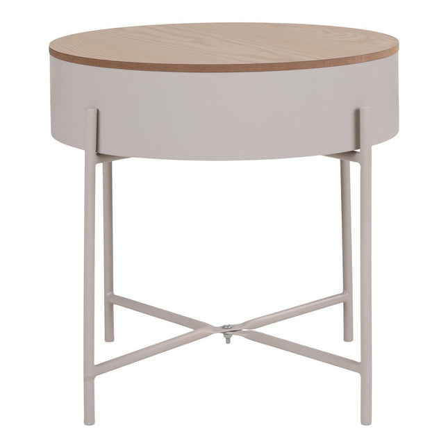 Sisco Side Table - Bijzettafel in beige-lichtgrijs gepoedercoat staal, Ø40x40 cm
