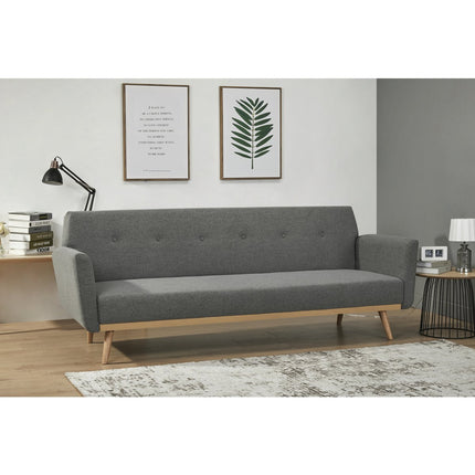 Sofa bed in textured fabric, light gray