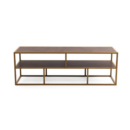 Stalux TV cabinet 'Luuk' 150cm, color gold / brown leather look