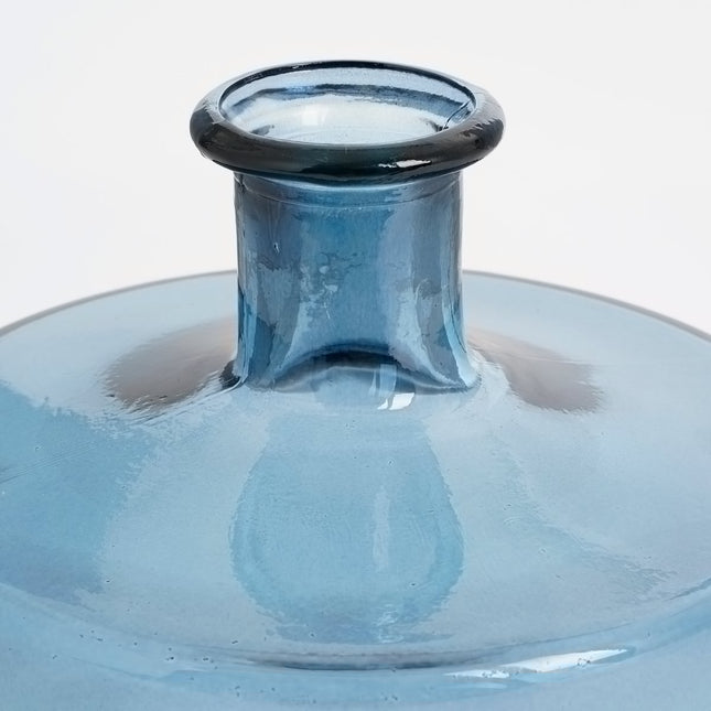 Guan Bottle Vase - H26 x Ø21 cm - Recycled Glass - Blue
