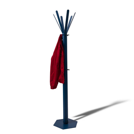 Gorillz Molto - Industrial - Standing Coat Rack - 14 Coat Hooks - Blue - Metal Copy