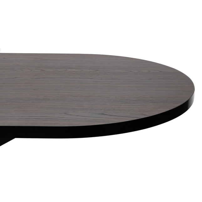 Stalux Plat ovale eettafel 'Noud' 240 x 100, kleur zwart / bruin hout