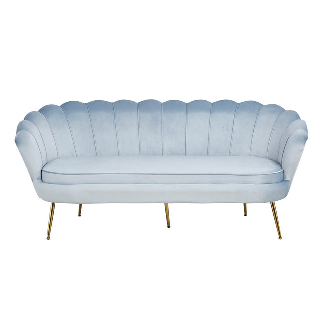 3-seater shell sofa in light gray velvet