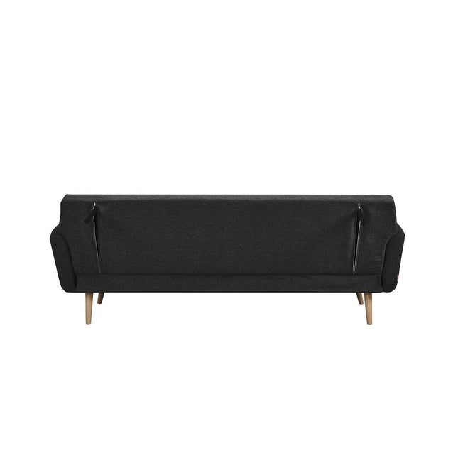 Sofa bed in textured fabric, black