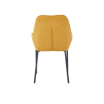 Dining room chair, set of 2, textured fabric, mustard yellow, coarse