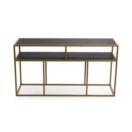 Stalux Side-table 'Teun' 150cm, color gold / black oak