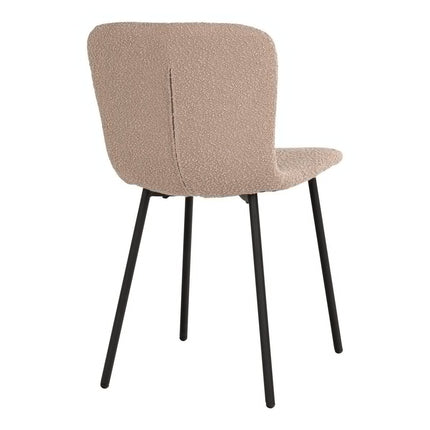 Halden Dining Chair - Eetkamerstoel in bouclé, beige met zwarte poten, HN1233