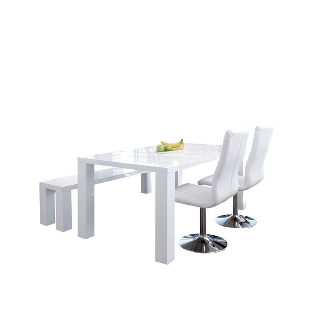 Set van 4 eetkamerstoelen in wit kunstleer look