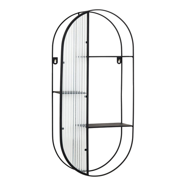 Newcastle Shelf - Shelf, steel/glass, black, 3 shelves, 32x11x68 cm