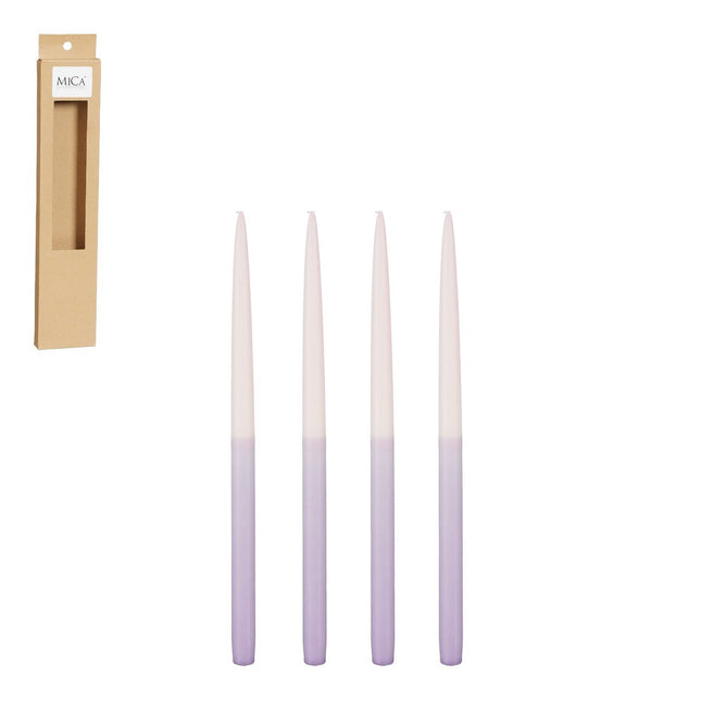 Dip-dye Dinner Candle - Set of 4 - H28 cm - Purple