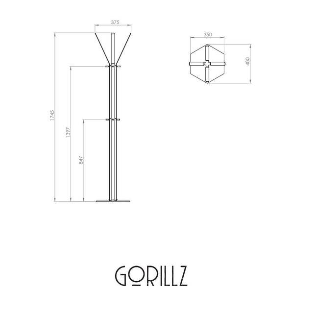 Gorillz Stack - Kapstok Staand - Industrieel Design - 12 Haken- Koperbruin