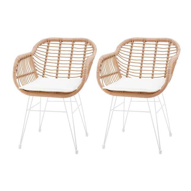 Set of 2 armchairs in rattan look, natural
