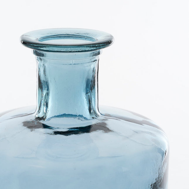 Guan Fles Vaas - H75 x Ø25 cm - Gerecycled Glas - Blauw