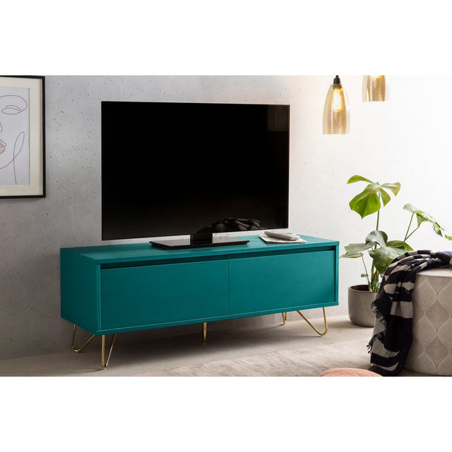 TV cabinet with drawer and folding compartment, matt