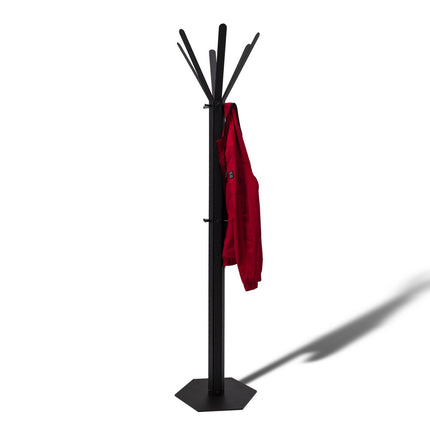 Gorillz Molto - Industrial - Standing Coat Rack - 14 Coat Hooks - Black - Metal