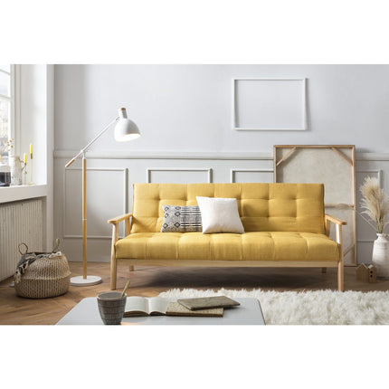 Sofa bed Scandinavian textured fabric mustard yellow