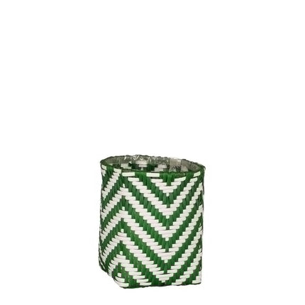 Merlijn Outdoor Plant Basket - Set of 3 - H26 x Ø24 cm - Recycled Plastic - Dark Green, White