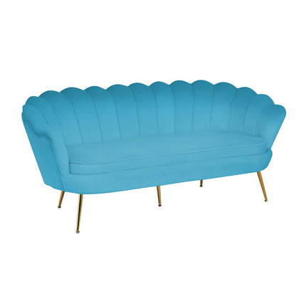 Shell sofa 3 seater in velvet blue