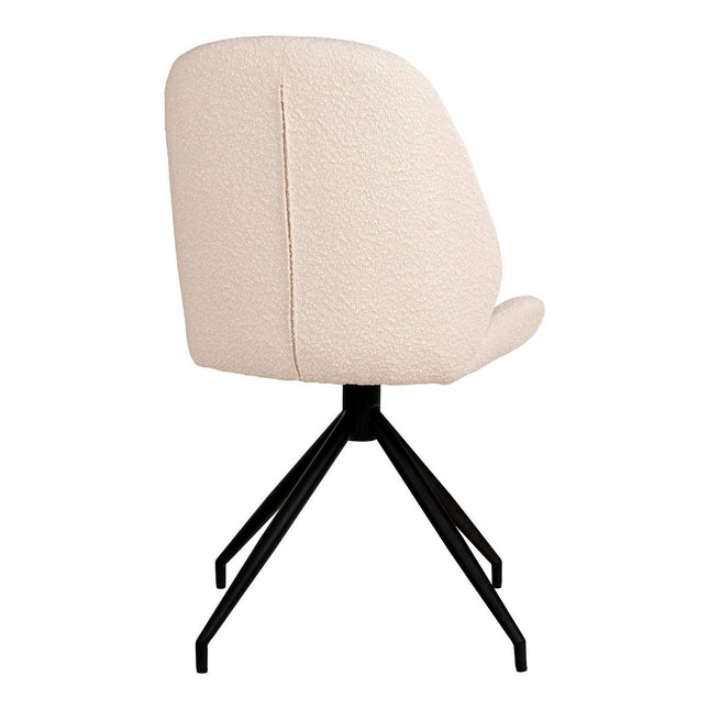 Monte Carlo Dining Chair - Dining room chair in bouclé with swivel base, white with black legs, HN1232