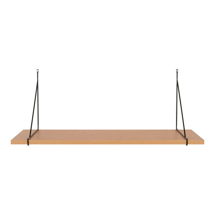 Chiba Wandplank - Wandplank, essenfineer, zwart stalen frame, 80x29 cm