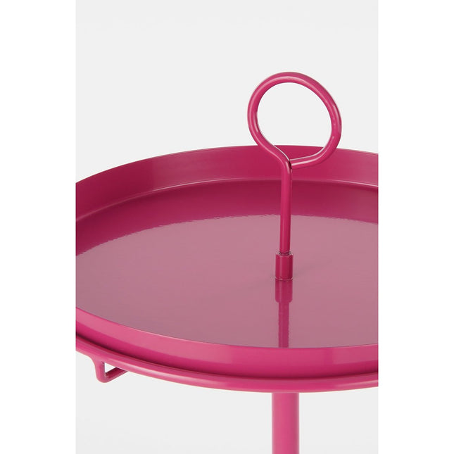 Aston Side Table with Removable Tray - H41.5 x Ø30.5 cm - Metal - Fuchsia