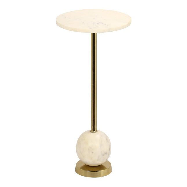 Salo Side table - Side table in brass and marble Ø25x54 cm