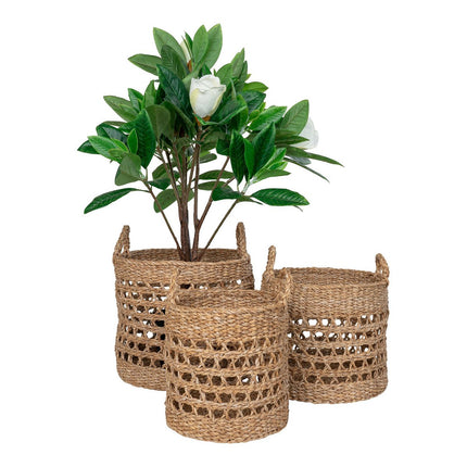 Balok Basket - Basket, seagrass, natural/black, set of 3