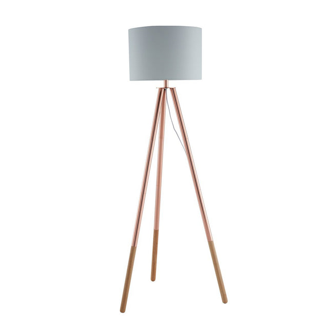 Floor lamp with fabric shade copper/white