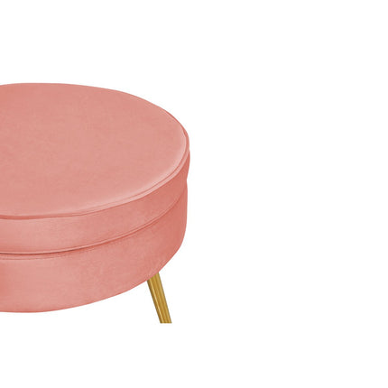Round pouf in pink velvet