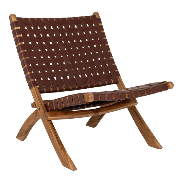 Perugia Folding Chair - Perugia Folding chair in leather, brown with light teak legs