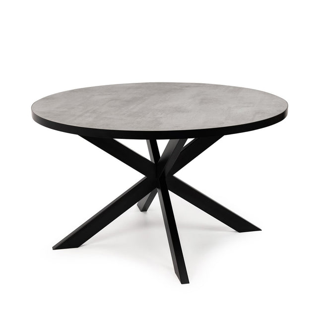 Stalux Ronde eettafel 'Daan' 148cm, kleur zwart / beton