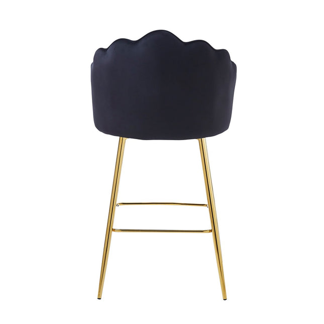 Set of 2 bar stools with shell design in black velvet