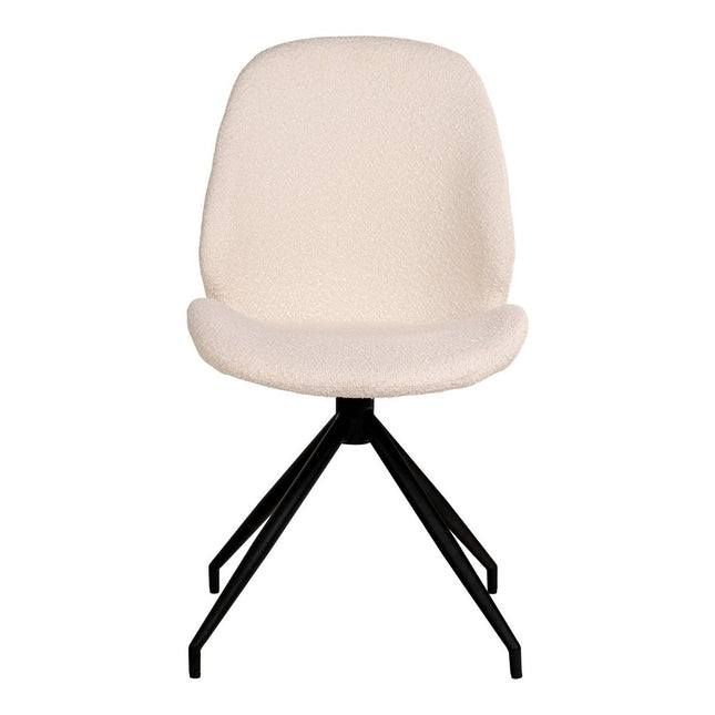 Monte Carlo Dining Chair - Dining room chair in bouclé with swivel base, white with black legs, HN1232